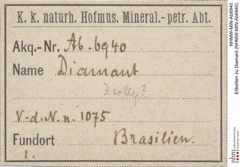 Etiketten zu Diamant (NHMW-MIN-Ab6940)